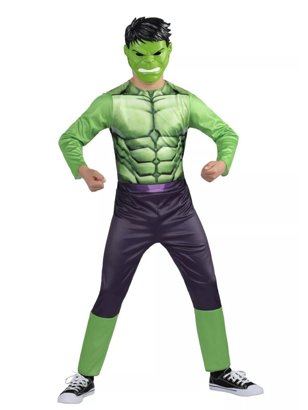 MARVEL The Hulk Avengers Jumpsuit Mask Costume Cosplay Child M (8-10) *NEW*